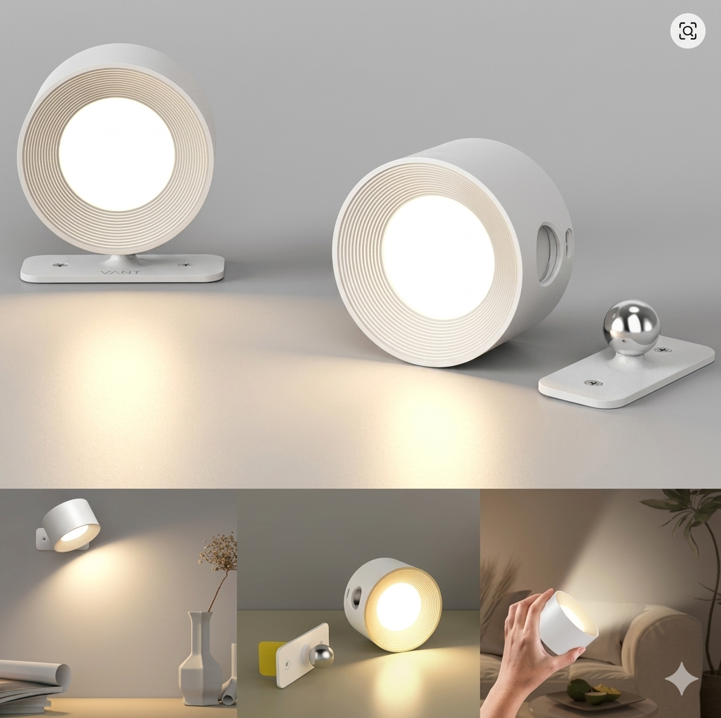 Lámpara de Pared VANT: Magnética, Recargable + Control Remoto