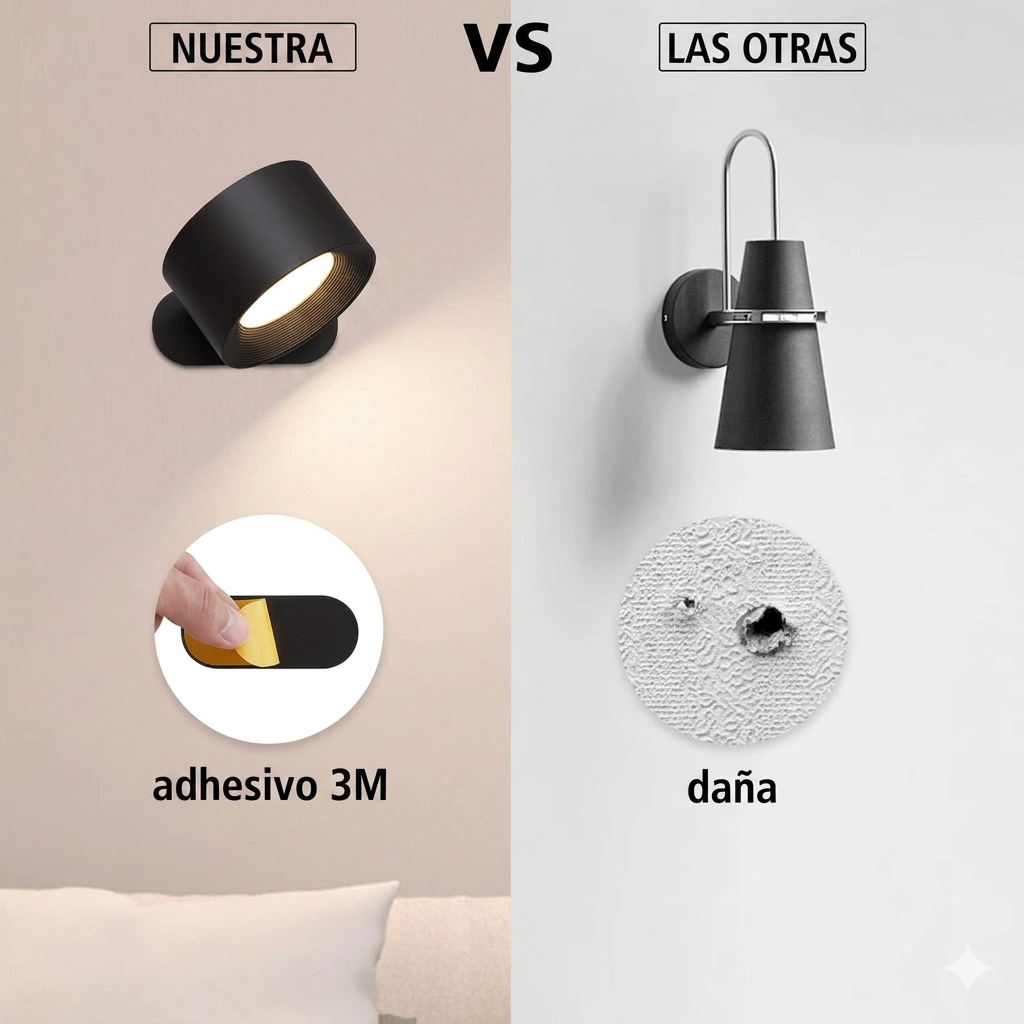 Lámpara de Pared VANTT: Magnética, Recargable + Control Remoto
